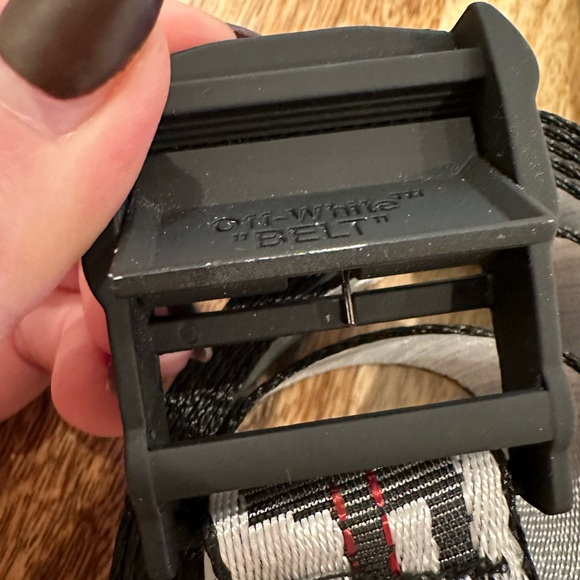 Off-White street wear Industrial Belt in Silver / Black with Red Stitching - Picture 5 of 8